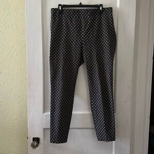 Talbots Boho Artsy Navy Geometric Essex Ankle Pull On Stretch Skinny Fit Pants